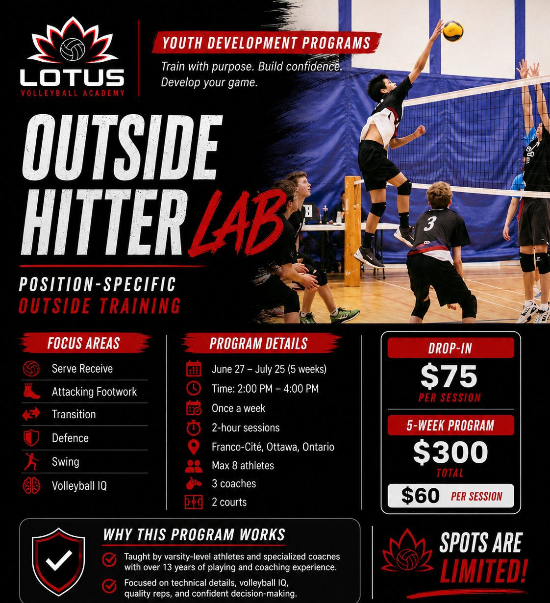 Outside Hitter Lab flyer — Lotus Volleyball Academy
